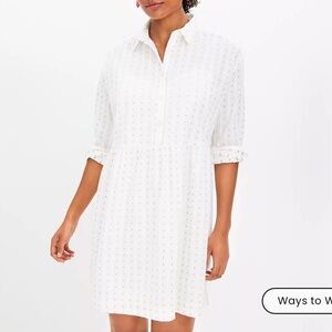 NWT LOFT Dobby Button Swing Shirtdress